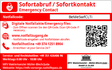 NotHilfePass Rückseite